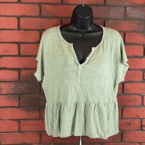 Cynthia Rowley Women's Large‎ Linen Blouse – Light Green